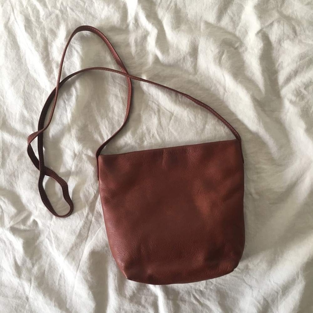 Baggu leather crossbody purse bag - brown